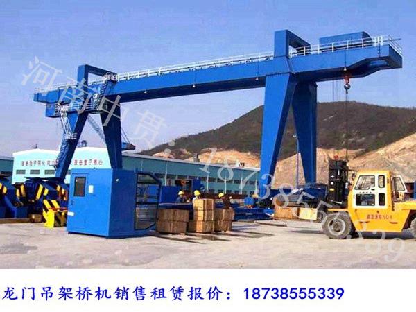 河南郑州龙门吊出租厂家50吨24米跨双梁门机特点
